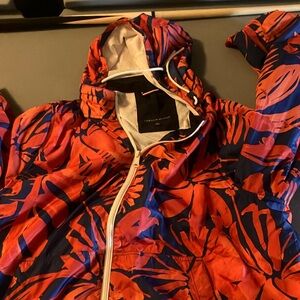 Tommy Hilfiger Red and Blue Leaf Pattern Jacket